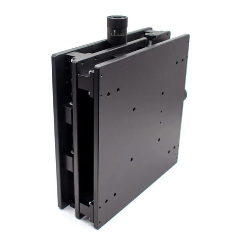 Pro Grade Portable Welding Workbench, Compact XY Moving Plate For Marking And Engraving, black metal slide plate close-up.