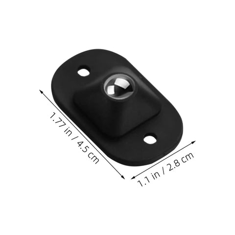 Self Adhesive Black Appliance Caster Wheels With 360 Degree Swivel Design Touch Down Roll Easy Low Profile Rollers For Kitchen Fridges Heavy Duty Storage Trays, close-up of mounting base with dimensions.
