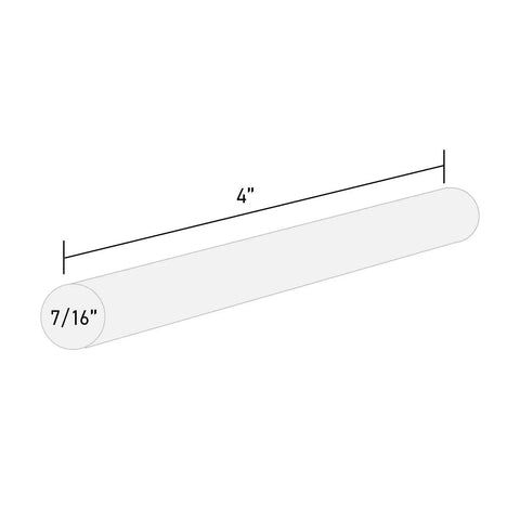 Illustration of dimensions for Full Size Hot Glue Sticks 50 Pack Clear Non Toxic Multi Temp 4 Inch By 0.43 Inch For Full Size Glue Guns DIY.