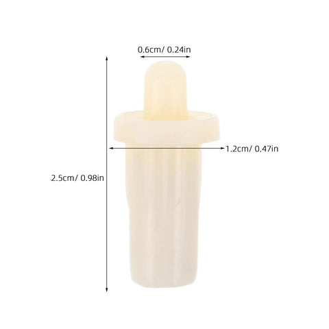 Close-up of a beige plastic tilt rod pin, size 2.5cm, part of 24 Pack Shutter Repair Kit With Plastic Tilt Rod Pins For Window Blinds And Plantation Shutters Hella Compatible Universal Fasteners Smooth Setup Louver Replacement Parts.