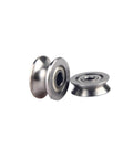 Two stainless steel V groove wire guide pulleys for the 10 Pcs Slick V Groove Wire Guide Track Miniature Bearings.