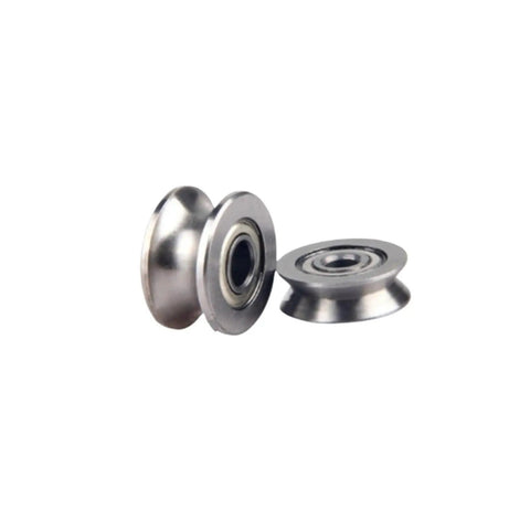 Two stainless steel V groove wire guide pulleys for the 10 Pcs Slick V Groove Wire Guide Track Miniature Bearings.
