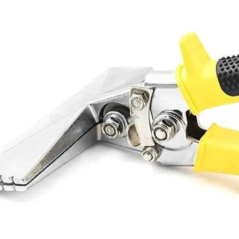 Close-up of Sheet Metal Hand Seamer with 6 inch jaw, comfort grip handle, nickel plated for durable metal fabrication and repair