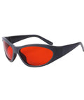 Badass Laser Safety Eyewear With Heavy Duty OD7 Protection For Ultraviolet And Green Laser Exposure Featuring sleek black frame and red lenses.