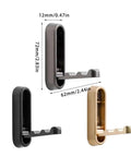 Foldable Wall Mounted Coat Hook Built With Heavy Duty Steel No Sweat Install with black, gold, and gray finishes, measures 72mm by 12mm.