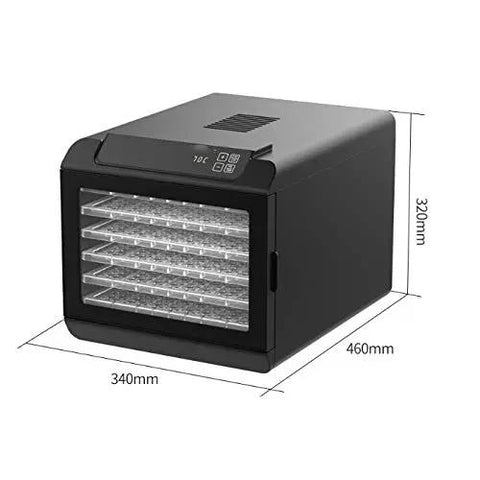 Straight Up Awesome Electric Food Dehydrator With Adjustable Trays Digital Timer Temperature Control For Juicy Fruits Savory Beef Jerky And Crispy Mushrooms Total Kitchen Workhorse For Snacks showing dimensions and adjustable trays.