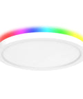 Smart LED Flush Mount Ceiling Light Fixture With RGB Backlit Ambient Lighting And Tunable White 3000K To 6500K, 12 inch, 24W