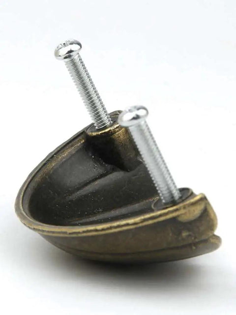 Antique Brass Cabinet Cup Handles Rustic Drawer Pulls Heavy Duty Kitchen Hardware Built Like A Tank Smooth As Silk Grip 10 Pack close-up with screws