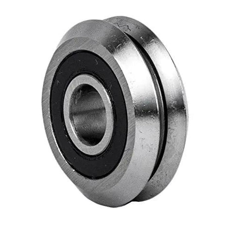 Top Shelf 3 8 Inch V Groove Roller Bearings 8 Pack Rubber Sealed Chrome Steel Line Track Caster Wheel close-up showing smooth surface.
