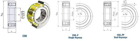 Heavy Duty One Way Sprag Clutch Bearing Freewheel CSK6004 CSK104 Ball Bearing Runs Slick With Smooth Rotation dimensions and types.