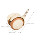 Light yellow caster with locking mechanism, 3.5cm width, 4cm wheel diameter, part of 4 Pack Swivel Stem Casters With Locking Mechanism For Cots And Furniture Plug And Play Setup Quiet Rubber Wheels For Chairs Tables Bookcases And Cabinets Suitable For Nursery And Home Decor.
