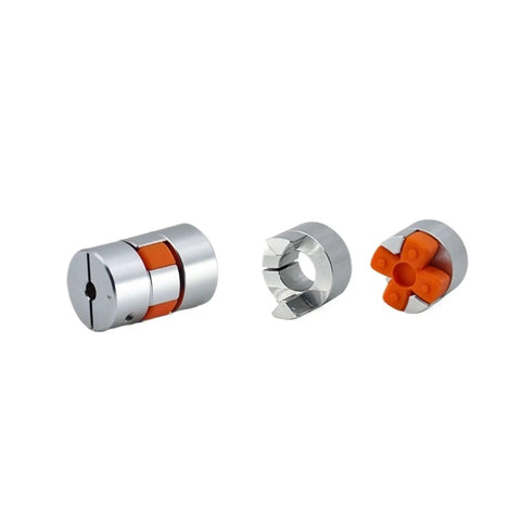 Premium Aluminum Flexible Jaw Coupling D20L30 Series Precision Shaft Connector with orange spider for torque transfer.