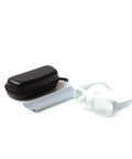 Pro Laser Safety Glasses with Crisp Clear Lenses guarding your eyes with a protective case and cleaning cloth.