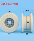 Single H Profile Nylon Guide Wheel Pulley With Built Tough 608 Bearing For Emergency Door Track Heavy Duty 10X56X31Mm side view showing dimensions.