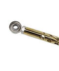 Gold Titanium Plated Adjustable Shift Lever Linkage Rod 11.5 to 12.5 Inches for Harley Softail and Touring Trike, CNC Machined Aluminum, Lightweight, Durable, Ride Ready Shifter Linkage, close-up end