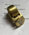 Heavy Duty Solid Brass Swivel Castor Wheels With Slick 360 Rotation And Dope Antique Vintage Gold Finish Easy Peasy Furniture Caster Replacement Kit For Couches Chairs Cabinets, close-up view of polished brass wheel.