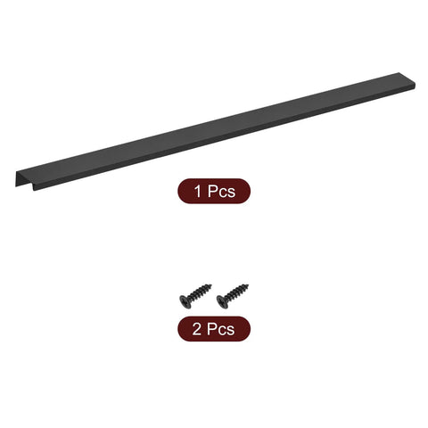 Hidden Finger Edge Cabinet Pull 19.69 Inch Back Mount Aluminum Alloy Handle Black with screws, 288mm center distance.