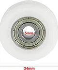 Premium V Groove Bearing Pulley Wheel Rock Solid Ball Bearing Rail System White 5X24X7MM view showing 5mm bore and 24mm diameter.