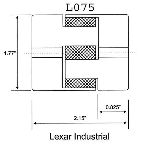Technical drawing of Badass 3-Piece L-Jaw Flex Coupler Set Fits 7/16 To 5/8 Shafts With Keyway Screw Holes, dimensions labeled.