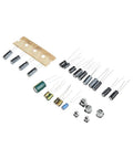 Top Shelf Motherboard Repair Kit With Assorted Capacitors features 25 assorted metal capacitors on a labeled tray for PCB repairs.