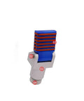 Robotic Arm Pneumatic Holding Tool For Finger Cylinder Pulling Single Action Fixture For GOP GOF 2020 Series Grip Ready Accessory With Selector Switch For Automated Assembly And Parts Handling, blue-gray clamp with numbered parts