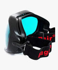Pro Grade Wide Spectrum Laser Safety Glasses Featuring Rock Solid Optical Density Filtration For Total Uv And Visible Light Studio Workshop Eye Protection Gear side view with tinted lens and adjustable strap.