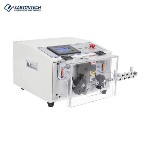 Auto Wire Stripper And Cutter With Crisp Touchscreen Display Heavy Duty Cable Prep Machine showing clear front view with touchscreen.