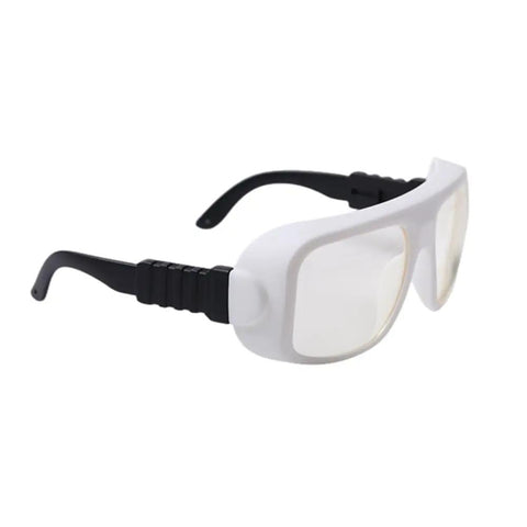 Top Shelf Erbium Laser Safety Glasses For 2700 To 3000Nm Lasers with black arms and clear lenses for reliable eye protection.