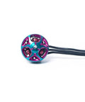 Close-up of Boss Level Gts V3 0802 1S Brushless Motors For Tiny Whoop And Cinewhoop Drones, showing turquoise and purple design.
