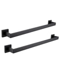 2 Pack Matte Black 24 Inch Stainless Steel Bathroom Towel Bar Set Wall Mount Towel Rack Hanger For Kitchen And Bath Durable Rust Resistant Modern Square Design