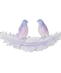Creative Bird Wall Mounted Coat Rack No Sweat Entryway Setup Rock Solid Hooks For Coats Hats And Keys Easy DIY Mount Multi Room Home Storage Solution with two purple birds on a feather design.