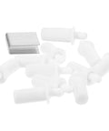 Badass Durable Shutter Repair Pin Kit With Window Staples And Metal Clamps For Wood Blinds, featuring white plastic pins and metal staples.