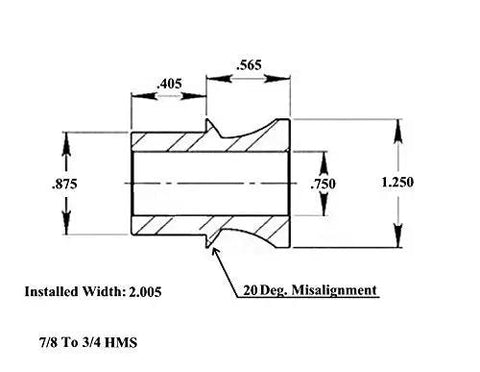 Detailed diagram of 20-degree misalignment spacer for Heavy Duty Badass 7/8-14 Thread Complete 4 Link Rod End Kit.