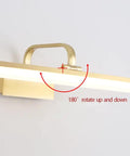 Lit Vanity Light With Brushed Brass Arc Arm Sconces Long Acrylic Linear Wall Light In Gold Adjustable 60cm Warm LED with rotatable hinge