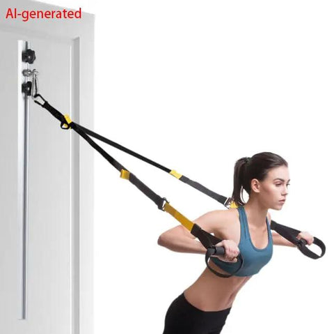 Heavy Duty Adjustable Resistance Band Wall Anchor With Dual Steel Rails And Smooth Glide Carriages For Instant Home Gym Rig Setup Quick Install Mounting Kit No Bands Included with user demonstrating exercise.