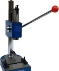 Compact Manual Arbor Press Bench Tool For Hardware Punching And Electronics Assembly Brings Zero Sweat Setup And Reliable Leverage Straight To Your Workbench, blue cast iron tool, ergonomic lever.