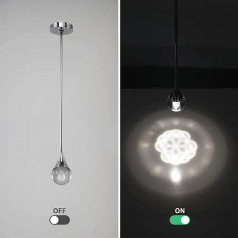 Teardrop Crystal Chrome Globe Pendant Light Fixture One Light LED Mini Pendant for Kitchen Island Bar Dining Room and Bedroom Modern