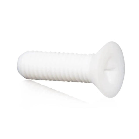 Top Shelf PTFE Coated Flat Countersunk Screws Featuring Phillips Or Slotted Heads Metric Sizes M3 To M12 High Temperature Corrosion Resistant Fasteners To Keep Your Rig Solid, close-up side view of flathead screw.