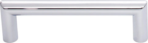 Kinney Flat Black Cabinet Bar Pull 3 3/4 Inch Center Spacing Handle For Kitchen Drawers showing smooth chrome finish design.