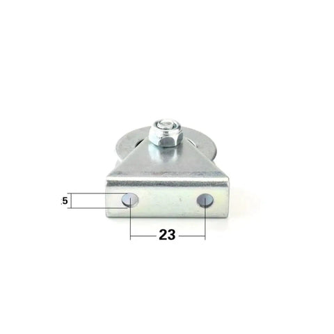 Badass All American V Groove Suspension Pulley With Tough Bearing Steel Rolling Guide Wheel And Sturdy 1U Bracket, front view with measurements.