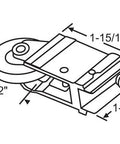 Detailed drawing of Heavy Duty Nylon Patio Sliding Door Roller With Precision Bearing Wheels For Quiet Smooth Operation That Glides Like New And Replaces Outdated Track Hardware Fast, showing dimensions.