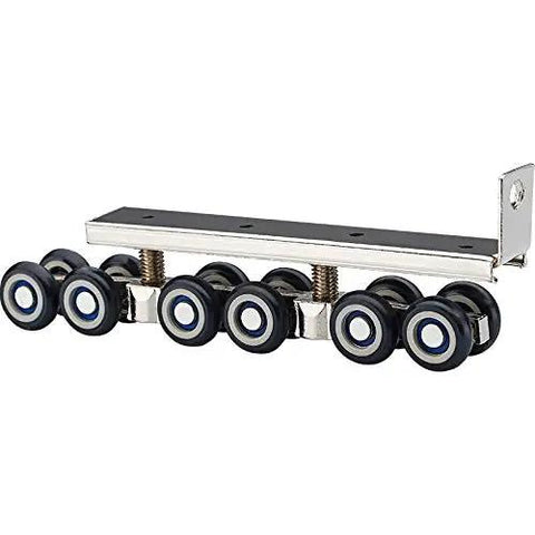 Rock Solid Zinc Alloy Window And Sliding Door Rollers Butter Smooth Ride 12 Wheel Double Nylon Pulleys with silver mounting plate.