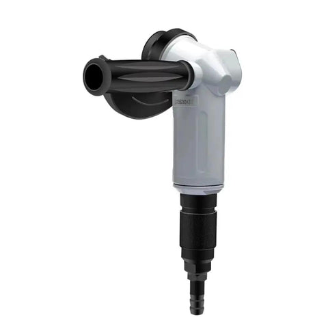 Premium Heavy Duty 5 Inch Pneumatic Angle Grinder With Rock Solid Alloy Guard And Knurled Side Handle. Side view of grinder handle.
