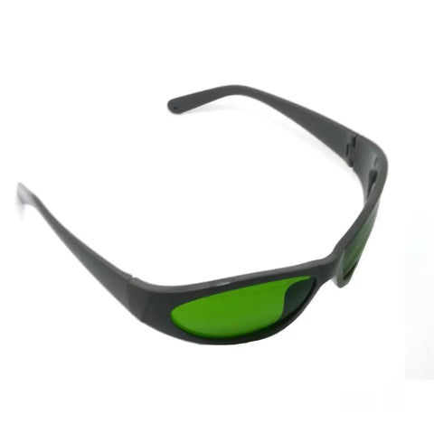 Straight Up Legit Infrared Laser Protective Glasses Built Dang Tough With Heavy Duty Nd Yag Laser Safety Eyewear, green lenses, side view.