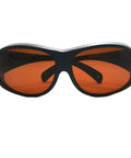 Professional Grade Infrared Laser Safety Glasses Shielding Your Peepers From 532Nm 808Nm And 1064Nm Beams With Built Tough Clear Lens And Killer Optical Density, front view with orange tinted lenses.