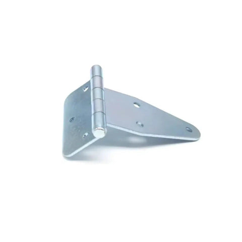Straight Up Heavy Duty Galvanized Iron Triangle Hinge With Thickened Reinforced Arms Designed For Tough Mechanical Equipment And Rock Solid Industrial Hardware Installations, silver metal hinge.