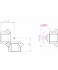 Technical drawing of Two Pack 0.5 Module Bevel Gears 9 Teeth Copper Miter Gear With 2mm Bore For 90 Degree Transmission 1 To 1 Pinion Mesh In Precision CNC Gearbox Applications.