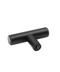 Matte black T bar cabinet pull handle made from durable stainless steel, 2 inch size for modern kitchen and bathroom decor.
