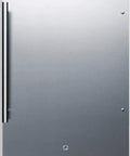 Game-Changing Solid Stainless Steel Upright Freezer With Smooth Frost-Free Operation And Smart Digital Thermostat front view with digital display.