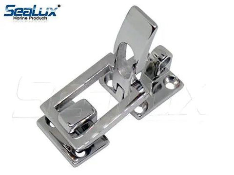 Rock Solid Heavy Duty Flat Surface Mounting Hatch Lock With Ironclad Anti Shake Clamping Catch Secure Fastener For Boat RV Truck Camper Marine Grade 316 Stainless Steel Tough Build Quality, chrome finish